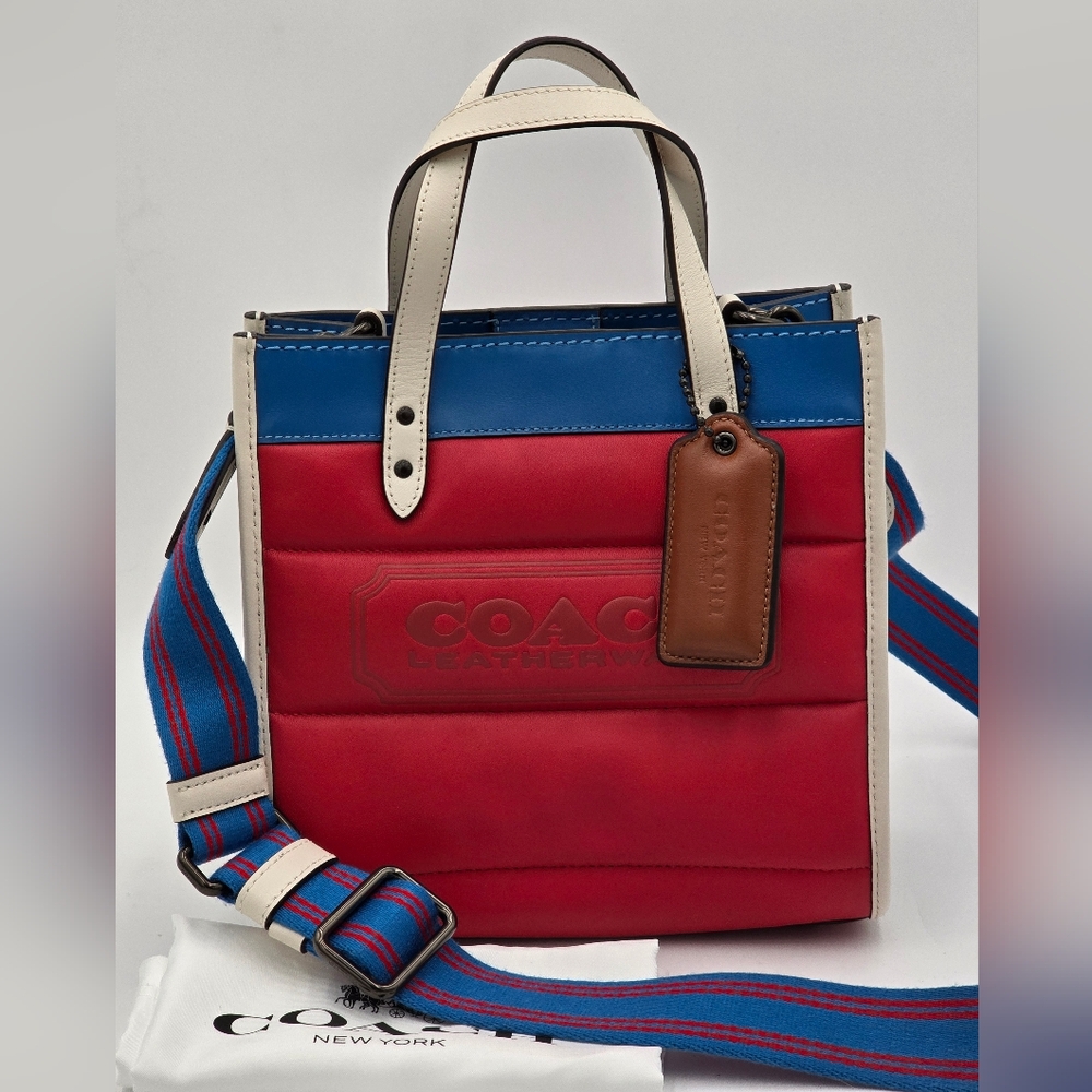Coach Field Tote 22 W/ Colorblock Quilting & Coach Badge